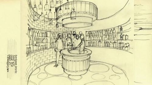 Première version du décor du Bar Clandestin (cellule 215a)