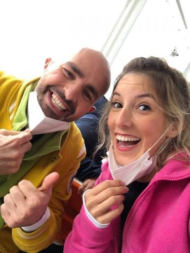 Léa François sur le tournage de Fort Boyard