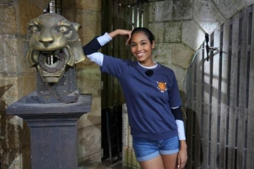 Clémence Botino et une tête de tigre