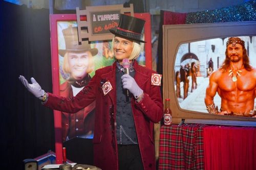 Cyril Gossbo en tenue de Willy Wonka