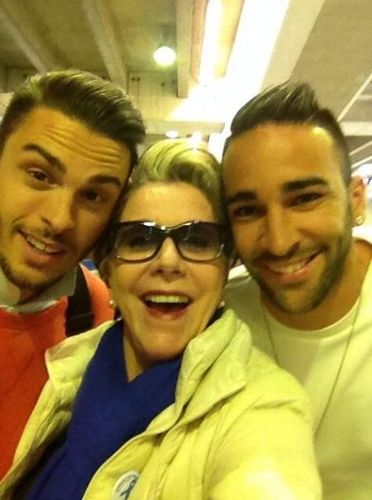 Françoise Laborde avec Adil Rami et Baptiste Giabiconi