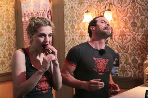 Amandine Bourgeois et Ludovic Giuly dans le Restaurant de Willy Rovelli