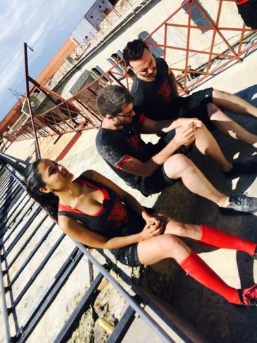 Petite pause rapide avec @LaFermeJerome @MonsieurDream et @Gyselle_Soares sur la terrasse de #FortBoyard
