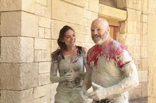 Philippe Etchebest et Alma à la sortie de la Double-lutte. Le combat a laissé des traces...