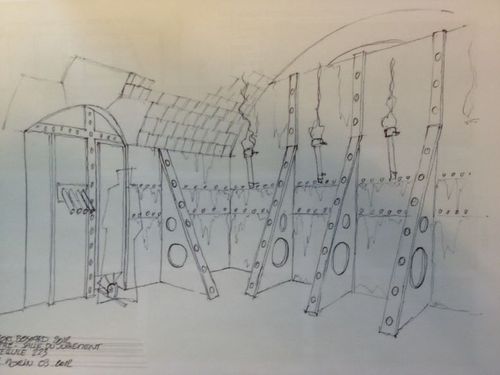 Dessin de Laurent Morin de l'antichambre du jugement.
