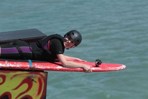 Emilie Besse au départ de l'aventure du Surf.