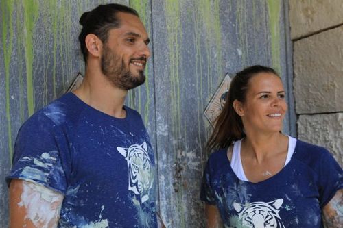 Laure et Florant Manaudou à la sortie de la double lutte