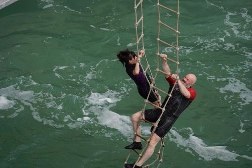 Philippe Etchebest et Erika Moulet au départ de l'épreuve de la Balance