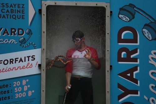 Romain Grosjean dans la Cabine Aquatique
